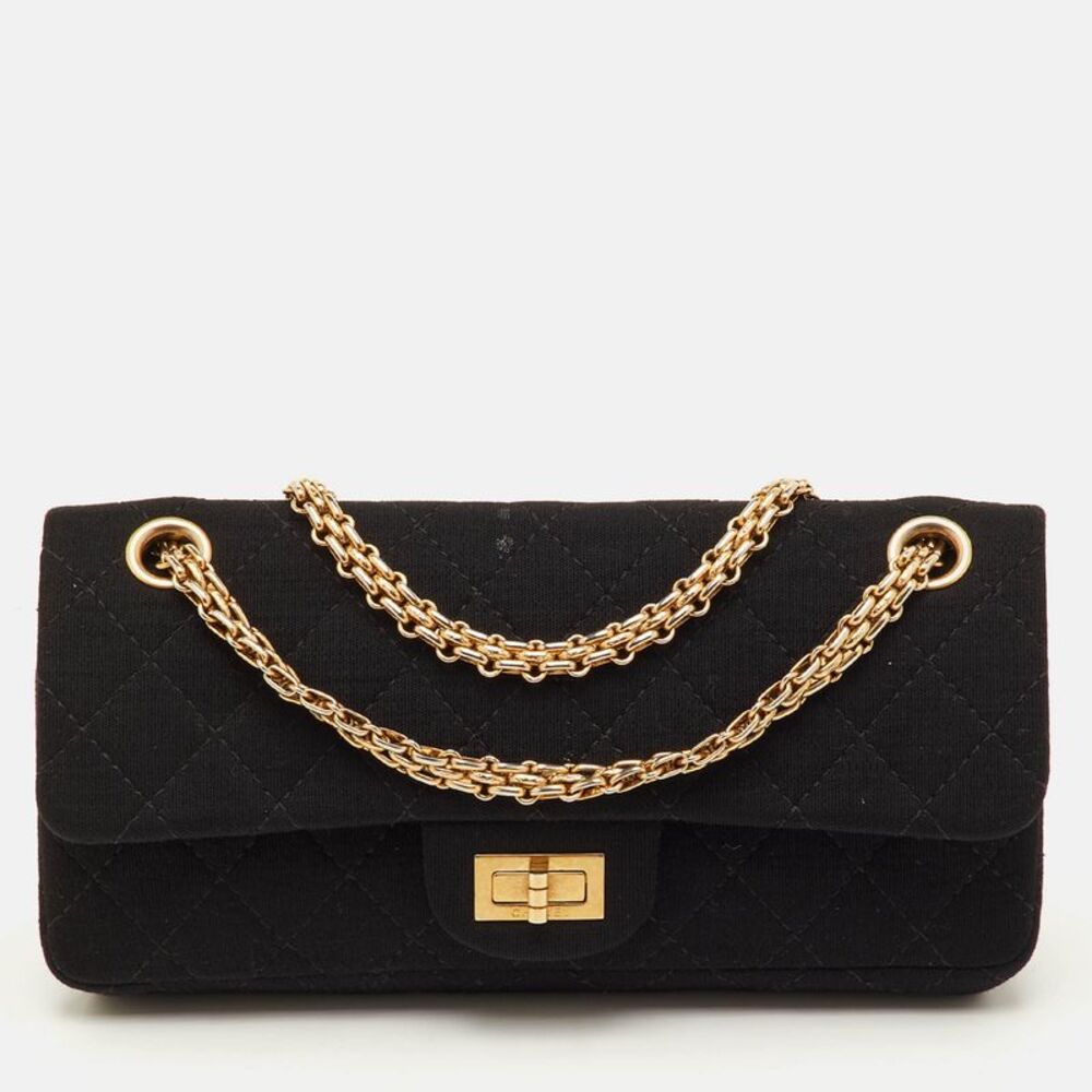 Chanel Reissue 2.55 Classic 225 Black Quilted Canvas Double Flap Bag